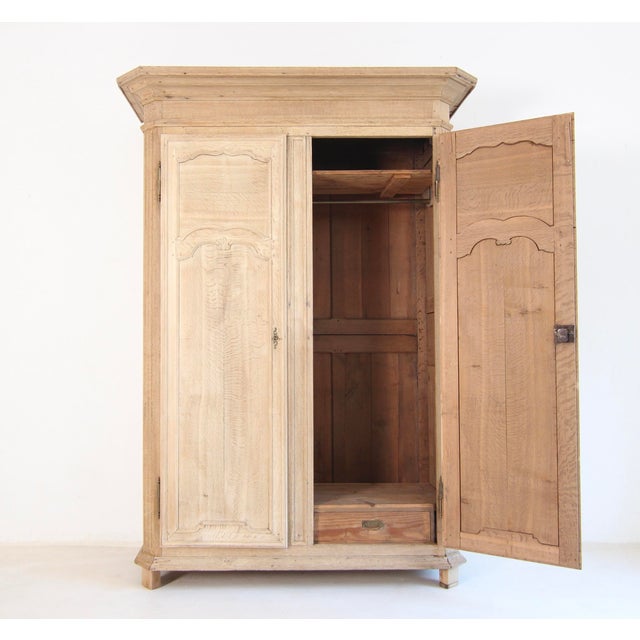 19th Century Belgian Bleached Oak Wardrobe For Sale - Image 5 of 18