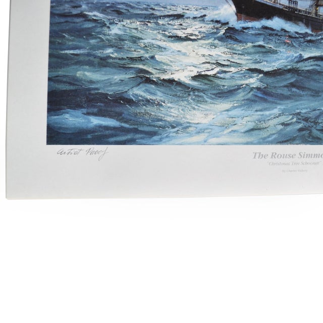 The Rouse Simmons "Christmas Tree Schooner" by Charles Vickery depicts the three-masted schooner under sail on open water,...