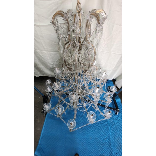 Glass Early 20th Century Large Scale Italian Beaded Chandelier For Sale - Image 7 of 8