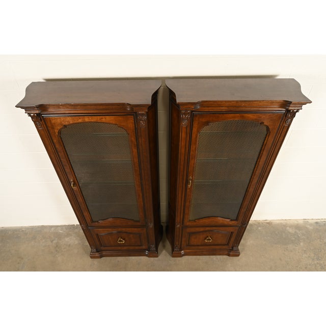 Davis Cabinet Co. French Regency Louis XVI Carved Cherry Wood Lighted Bookcases or Display Cabinets, Pair For Sale - Image 12 of 16