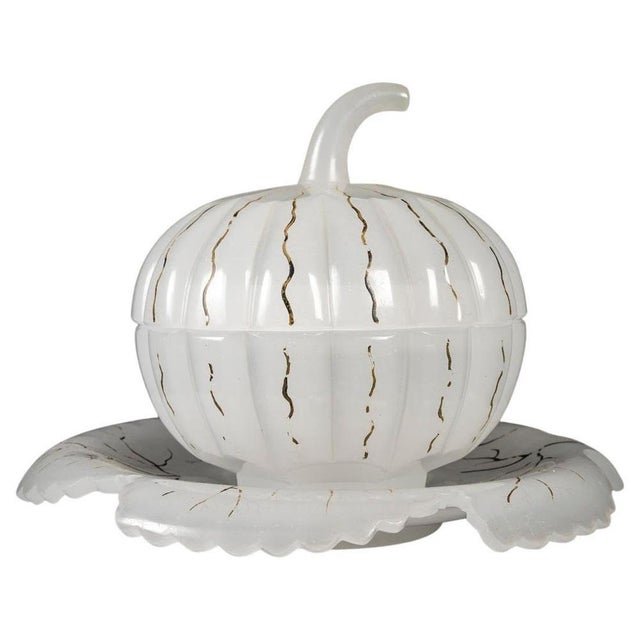 Glass Napoleon III Pumpkin-Shaped Candy Box in Opaline For Sale - Image 7 of 7