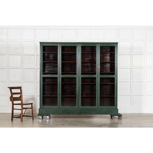 Large 19th Century English Mahogany Glazed Bookcase, 1890s For Sale - Image 4 of 16