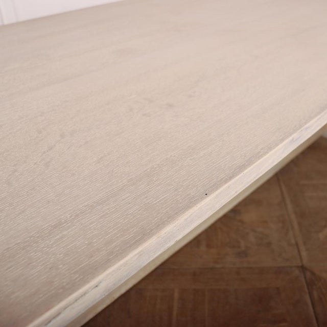 English Bleached Oak Trestle Table For Sale - Image 4 of 6