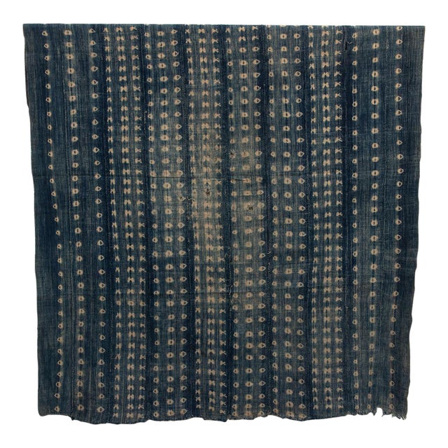 Vintage Malinke African "Djenne Pillar" Indigo Throw For Sale