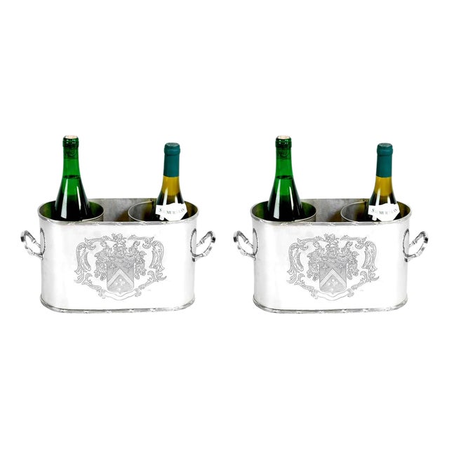 Double Silver-Plated Ice Buckets, Set of 2 For Sale