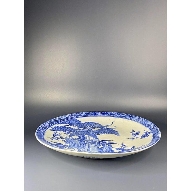 Large Antique Japanese Blue and White Porcelain Imari Plate, 19th Century For Sale - Image 9 of 10