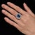 Metal 1990s Certified 7.15 Carat Vivid Blue Sapphire & Diamond Sunburst Vintage French Ring, Size 6.5 For Sale - Image 7 of 10