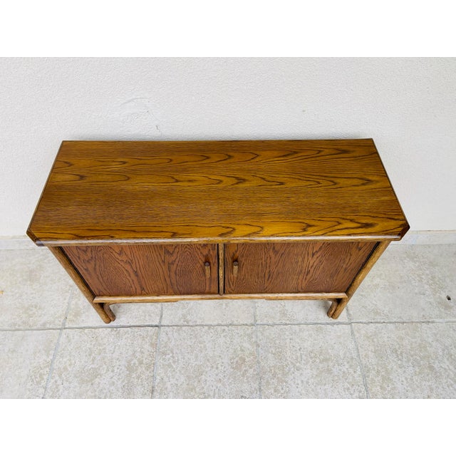 Brown Vintage Ash and Bamboo Sideboard, 1960s For Sale - Image 8 of 11