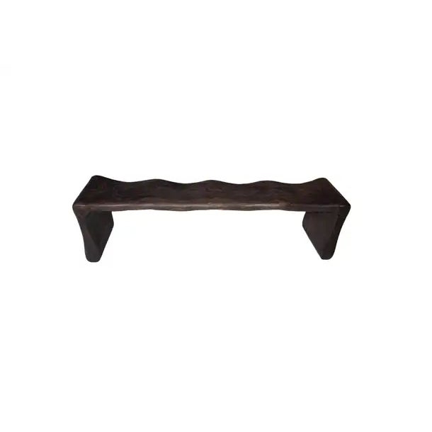 Contemporary Sculptural Mango Wood Bench, Modern Organic, Stunning Wood Textures, Dark Brown For Sale - Image 3 of 6
