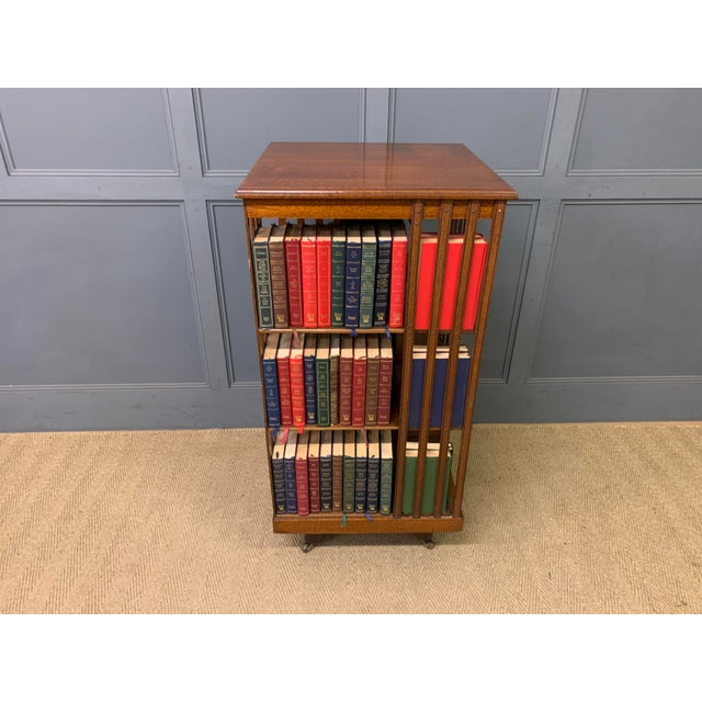 Brown Large Antique Oak Revolving Bookcase, 1905 For Sale - Image 8 of 11