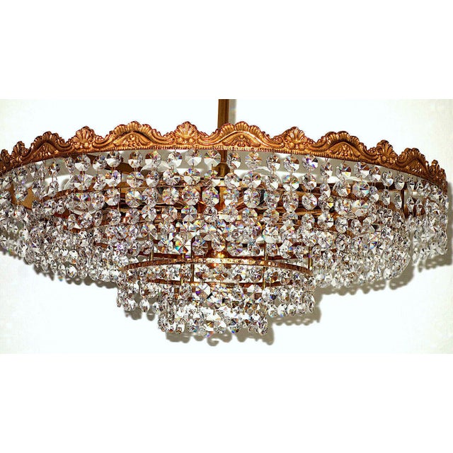 Brass and Lead Crystal Chandelier from Schröder, 1960s For Sale - Image 9 of 11