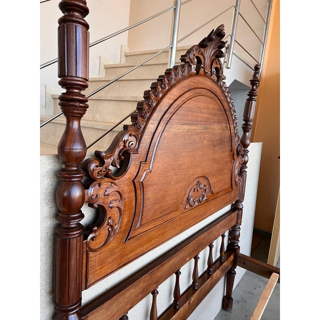 20th Century Full Bed, Original Four Fluted Poster Spanish Bed With