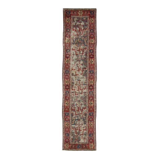Antique Northwest Persian Runner, Geometric Medallions on Deep Red - Rug & Kilim For Sale
