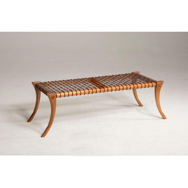Walnut and Leather Bench from Pescetta For Sale - Image 15 of 16
