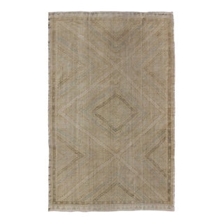 Vintage Turkish Embroidered Rug in Shades of Brown With Geometric Diamond Design For Sale