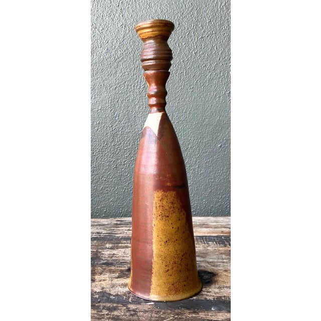 Mid-Century Modern Vintage Handcrafted Studio Pottery Bottle For Sale - Image 3 of 13