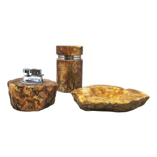 Alabaster Smoking Set from Romano Bianchi, 1960s, Set of 3 For Sale