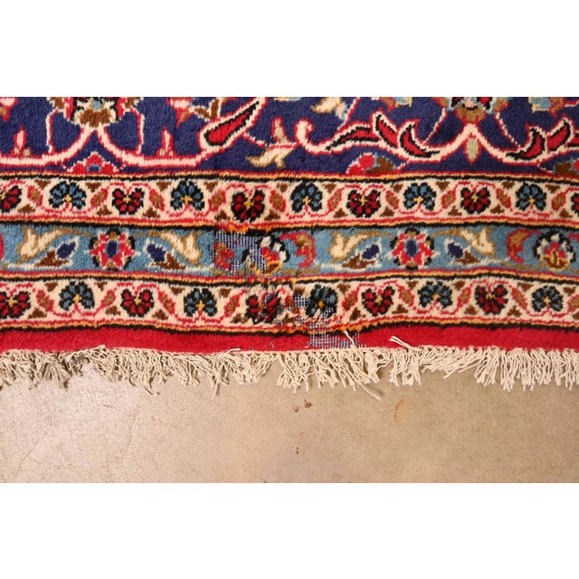 Vintage Hand-Knotted Persian Kashan Room Size Rug For Sale - Image 9 of 11