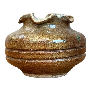 Vintage Original Studio Pottery Ruffle Vase For Sale