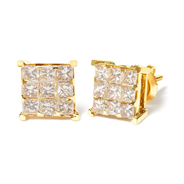 Discover elegance encapsulated in the form of our exquisite 14K yellow gold stud earrings, where the brilliance of natural...