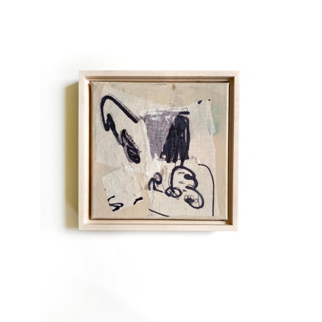 Two original paintings by Jessalin Beutler in a set with unfinished maple floater frames. Artwork is mixed media on...