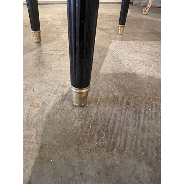 Transitional Pair of French Jansen Black Lacquer Side Tables Louis XVI Style For Sale - Image 3 of 5