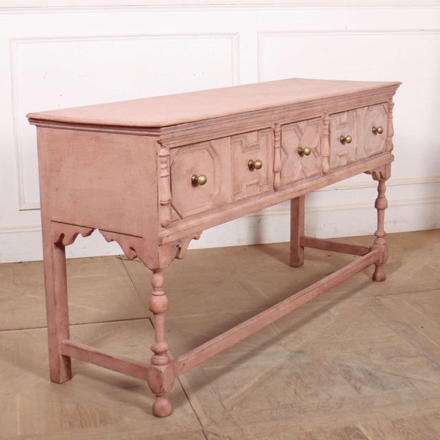 Late 19th C painted 3 drawer oak dresser base with geometric moulding drawer fronts. 1890 Dimensions:W: 160cm (63")H:...