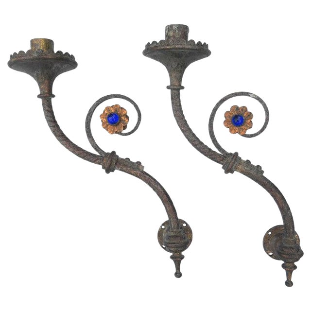 19th Century Gothic Brass Candelabras from Hardman, Set of 2 For Sale