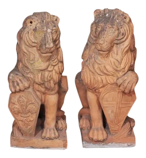 Italian Terra Cotta Lions - Pair
