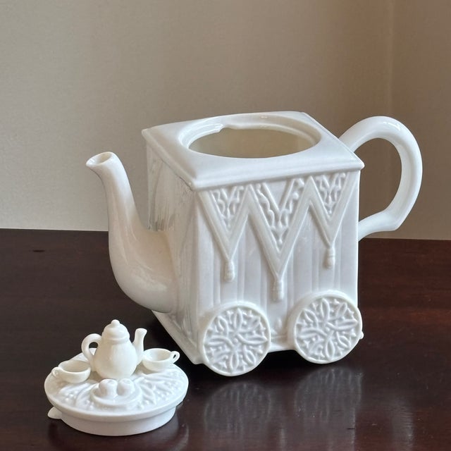 Vintage Lenox Tea Cart Porcelain Teapot For Sale - Image 12 of 17