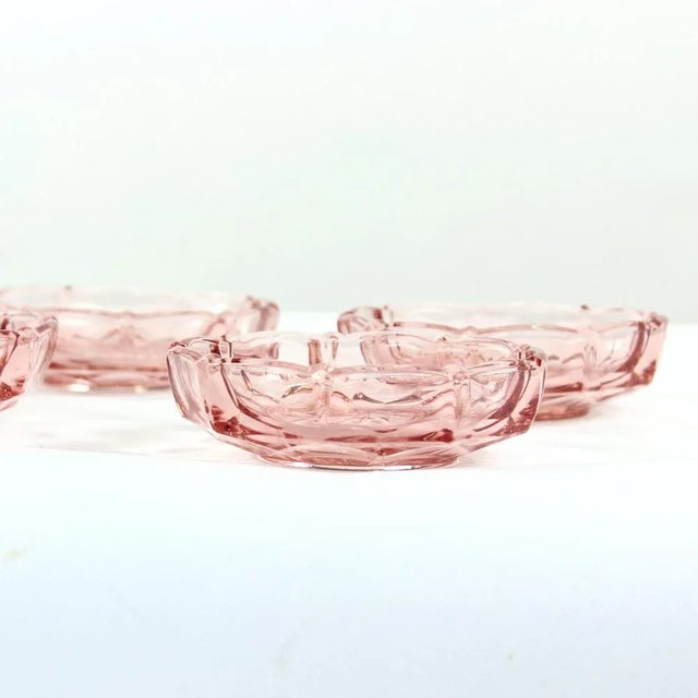 Rose Glass Bowls, Czechoslovakia, 1950s, Set of 5 For Sale - Image 4 of 9