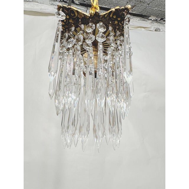 Rustic European Vintage Italian Brass Upside Down Layered Cake Chandelier For Sale - Image 3 of 8
