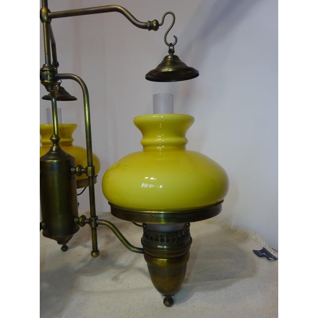 Large Vintage 3-Light Chandelier in Brass, Iron, and Glass, 1970s For Sale - Image 13 of 18