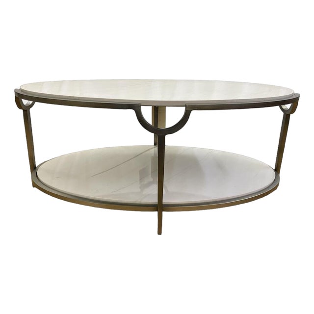 Bernhardt Morello Faux Marble & Steel Cocktail Table For Sale