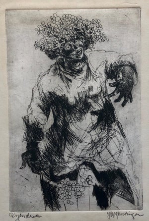 Jan Roelf Mensinga, Dutch Fantastic Modern Etching, Jan Mensinga Old Master Style Wine Maker, Grapes, 20.C