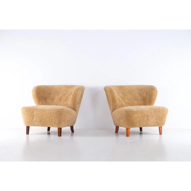 Brown Set of Easy Chairs by Ab Erik Eks Carpentry Factory, 1940s For Sale - Image 8 of 9