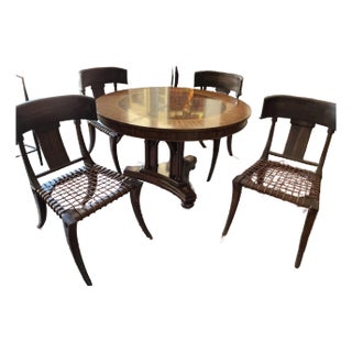 Modern Walnut Klismos Style Dining Chairs- Set of 4 For Sale