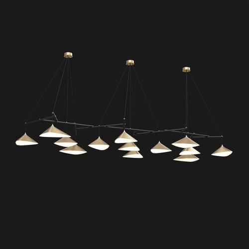 Contemporary Emily Group of Thirteen Chandelier in Steel with Bronze Finish by Moss Objects For Sale - Image 3 of 9