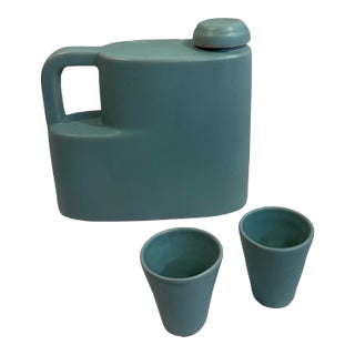 Early 20th Century Rare Camark Pottery Art Deco Decanter and Glass Set For Sale