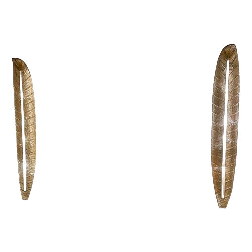 Mid-Century Gold Murano Glass Wall Lights in the style of Barovier, Set of 2 For Sale