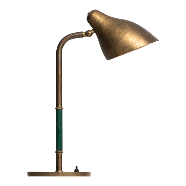 Modern Danish Brass and Vinyl Table Lamp by Vilhelm Lauritzen, 1940s For Sale