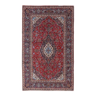 Red Color Hand Knotted Persian Kashan Rug For Sale