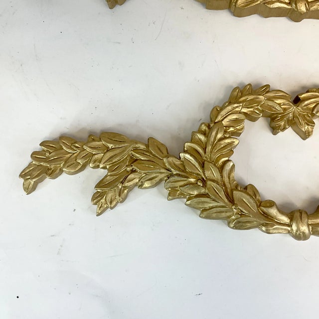 1970s Vintage Neoclassical Hollywood Regency Laurel Leaf Swag - A Pair For Sale - Image 6 of 9