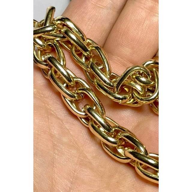 Late 20th Century Sofia Large Oval Link Chain Necklace 24k Gold Plated Round For Sale - Image 4 of 5