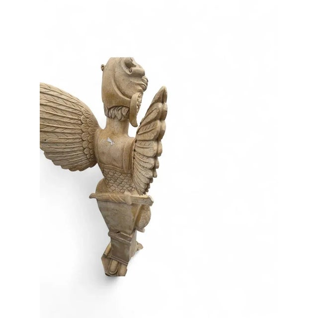 Gold Italian Hand-Carved Marble Allegorical Winged Figures, 1980, Set of 2 For Sale - Image 8 of 10