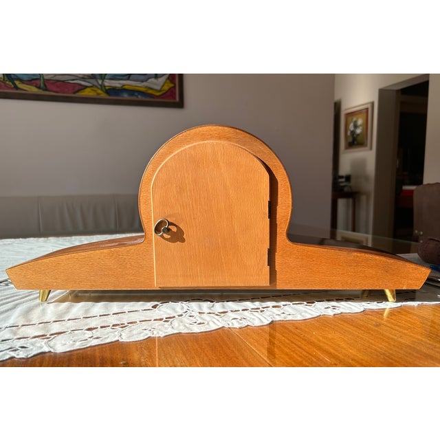 Wood Vintage Mantel Clock in Wood, 1930s For Sale - Image 7 of 10