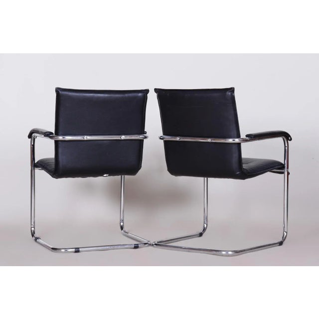 1970s Set of Bauhaus Chairs in Artificial Leather & Chrome, Germany, 1970s For Sale - Image 5 of 8