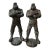 Antique Solid Cast Iron Strongman Figural Finials Pair 9" 19thC Industrial Salvage For Sale