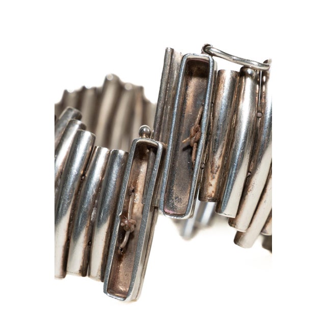 Vintage Sterling Silver Modernist Sculptural Cuff Bracelet, 1960's For Sale - Image 9 of 14