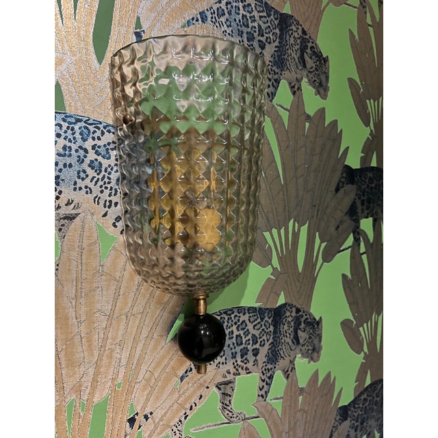Murano Art Deco Style Murano Glass Sconces - a Pair For Sale - Image 4 of 6
